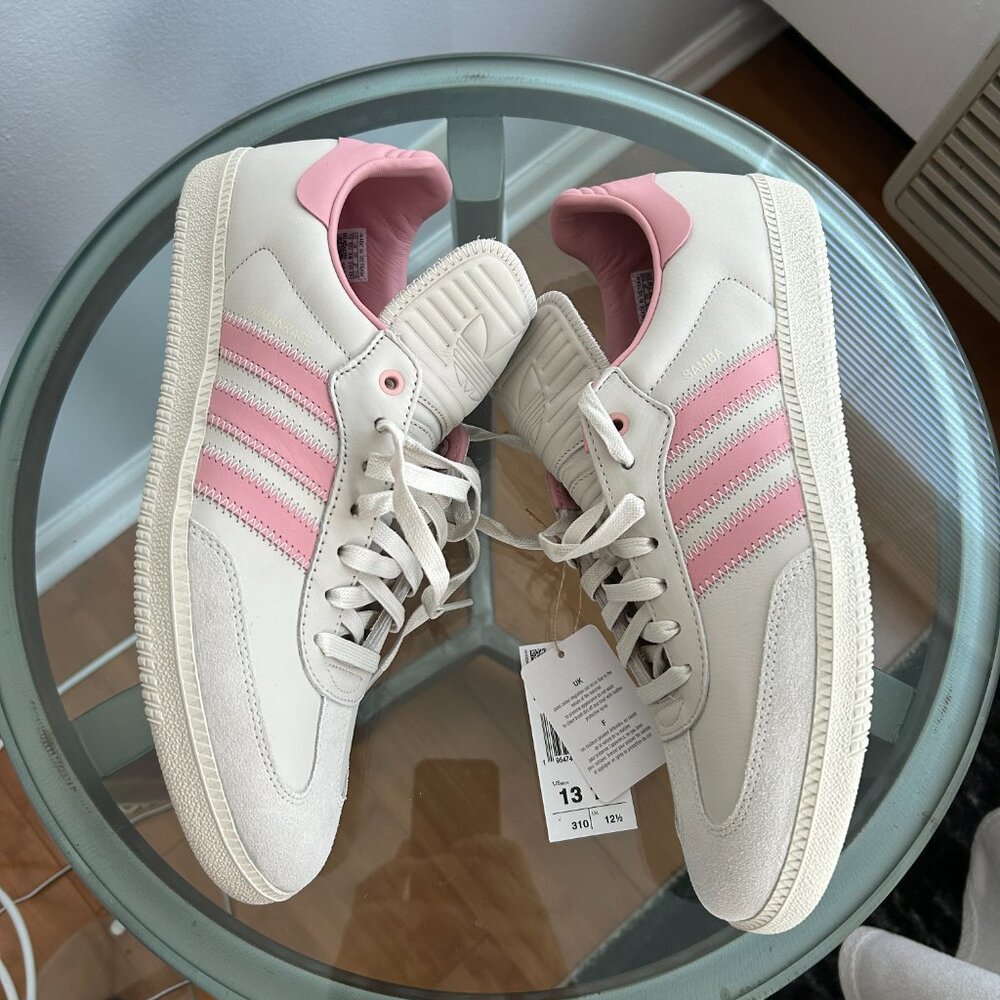 adidas Men's White and Pink Sneakers